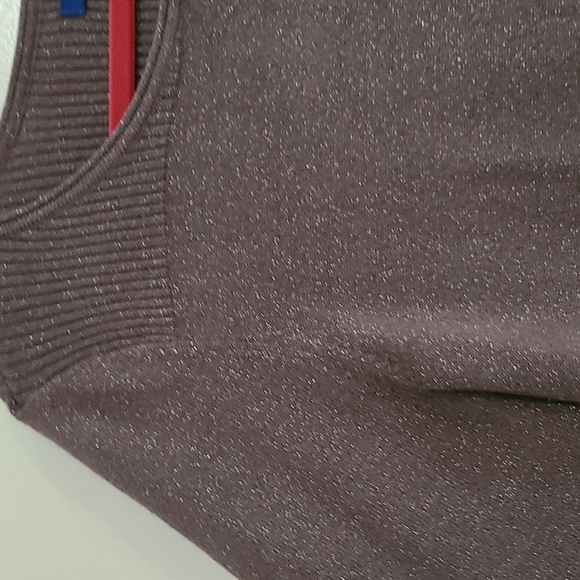 APT 9 slate gray shimmer long sweater tunic L slit - Picture 3 of 8